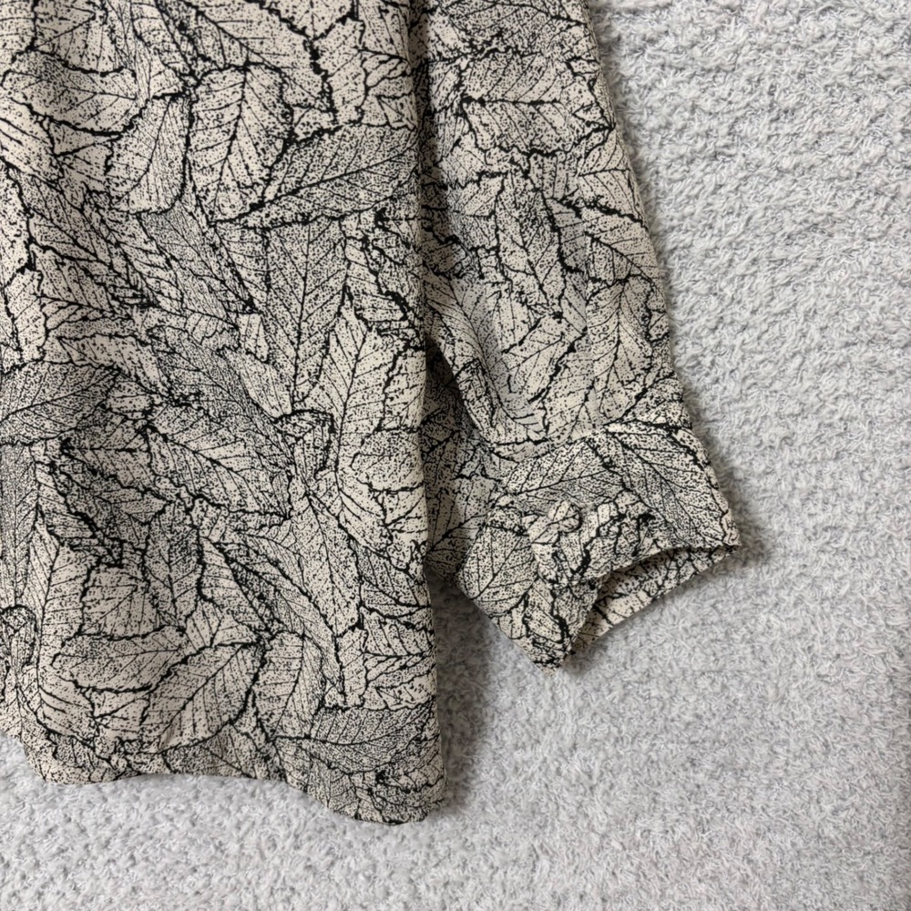 Lightweight Wrap Blouse Flowy Neutral Leaf Print Long Sleeve Work Casual 20W - Picture 11 of 14